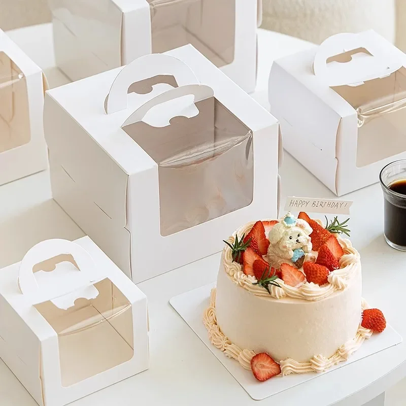 Wedding Cake Supply - 10pcs White Cake Box with Handle