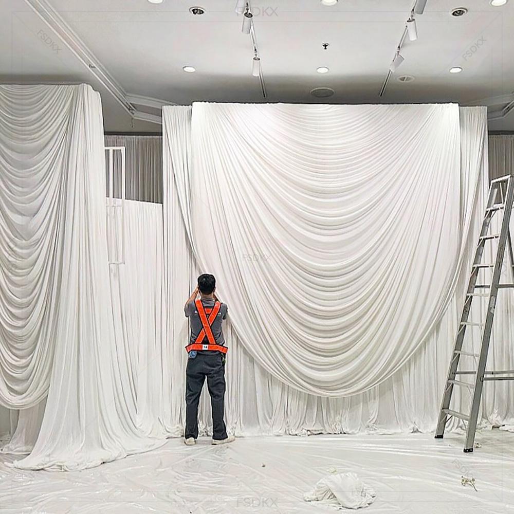 FSDKX Cheap White Ice Silk Clo - đánh giá và giá Wedding Backdrop Curtain