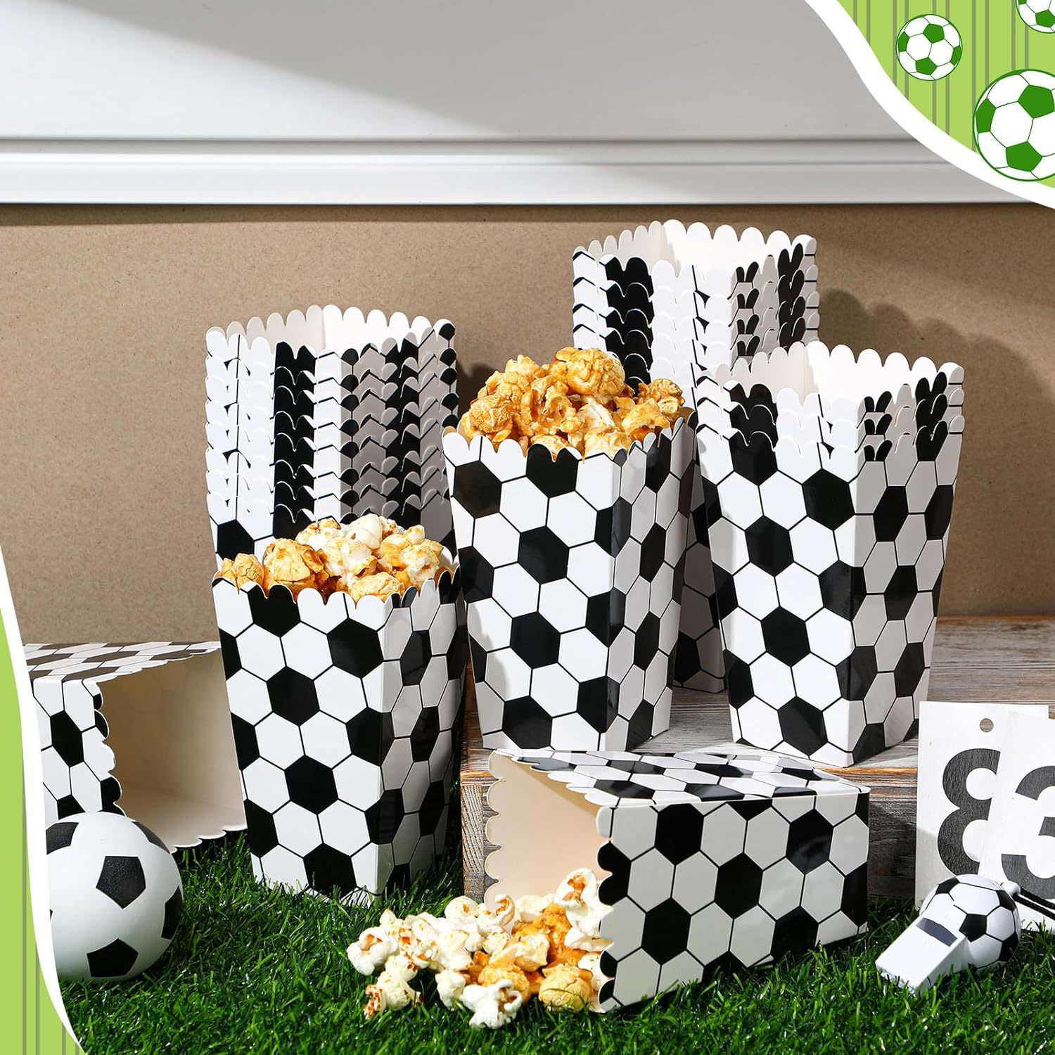 6/18Pcs  Football Popcorn Boxe - đánh giá và giá Wedding Event Supply