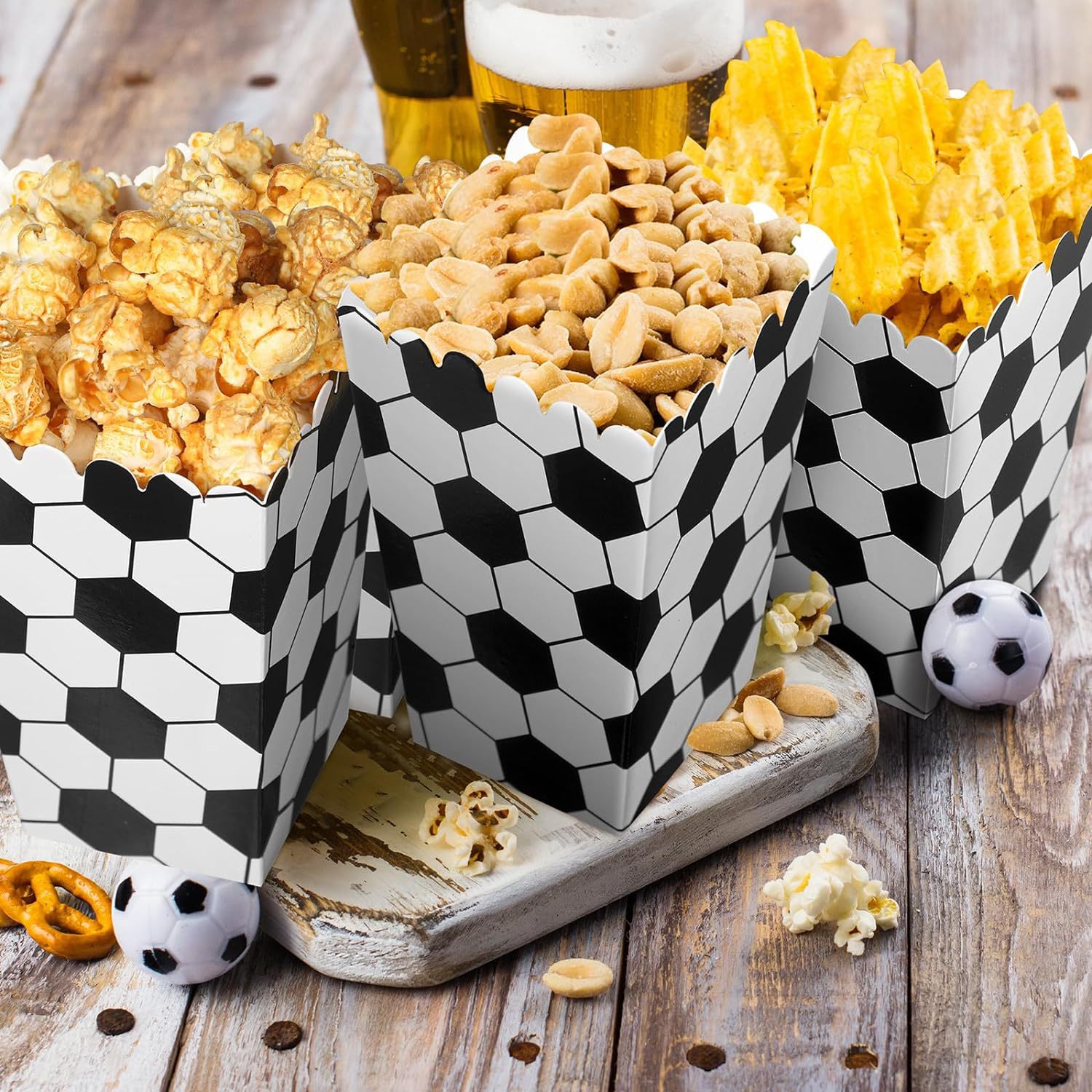 6/18Pcs  Football Popcorn Boxe - đánh giá và giá Wedding Event Supply